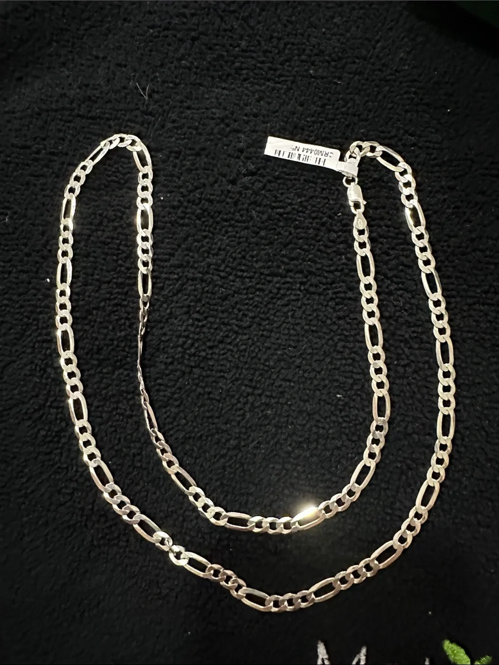 Sterling Figaro Chain Necklace - Silver Tone